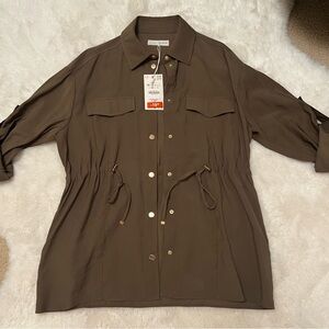 Zara Brown Drawstring Waist Utility Jacket